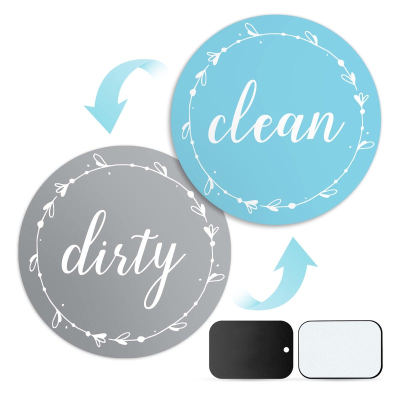 cinch! Dishwasher Magnet Clean Dirty Sign: Works on Stainless Steel Non Magnetic Dish Washers - 3.15" - Includes Magnetic Piece with Adhesive - Farmhouse Kitchen Accessories Decor, Apartment Necessities - Image 1